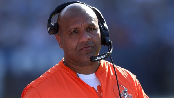 Hue Jackson with a headset on