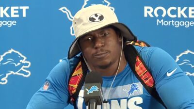 Jamaal Williams at a press conference