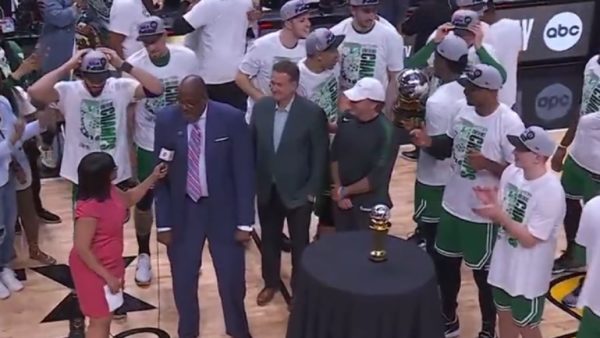 The Celtics' ECF trophy ceremony