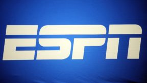 A blue and white ESPN logo