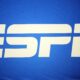 A blue and white ESPN logo