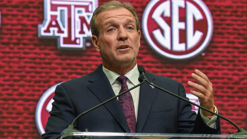 Jimbo Fisher at a press conference