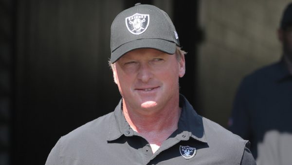 Jon Gruden in a Raiders hat