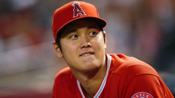 Shohei Ohtani in the dugout