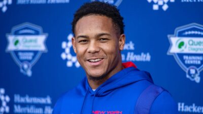 WanDale Robinson talks with the media