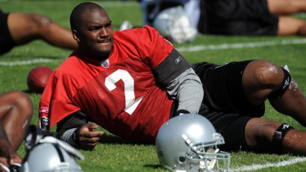 JaMarcus Russell on the practice field