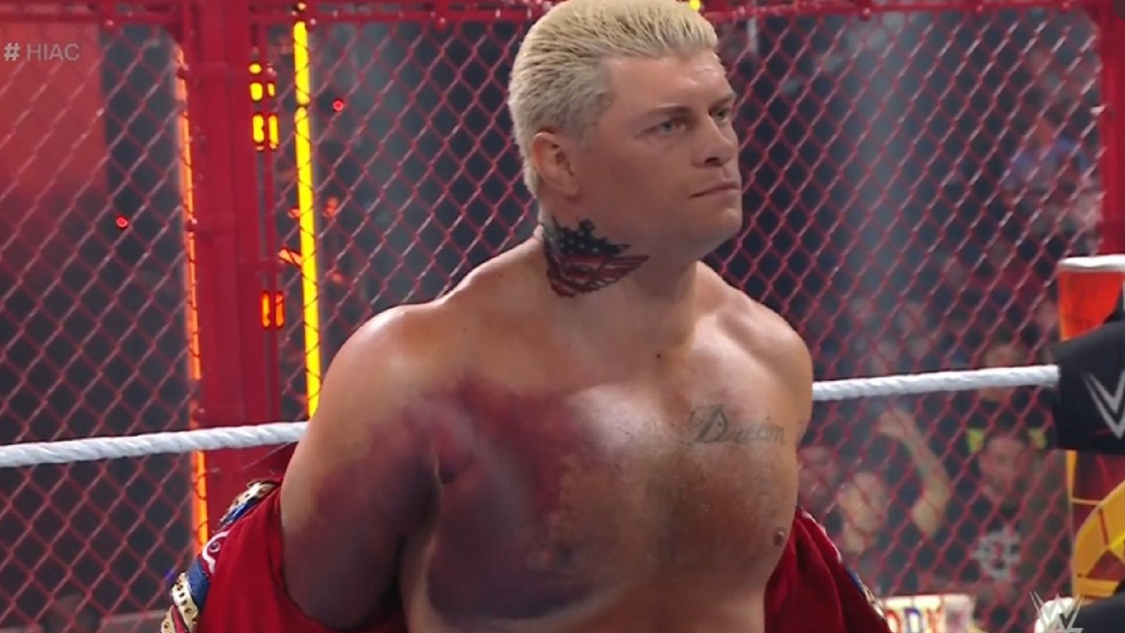 Cody Rhodes wrestled with an absolutely nasty torn pec muscle.