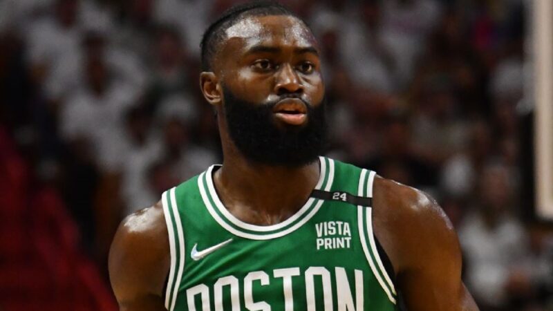 Jaylen Brown in his Celtics uniform