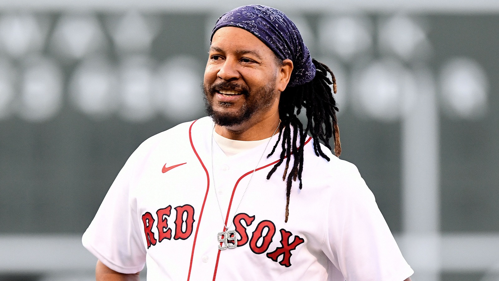 Manny Ramirez in a Red Sox jersey