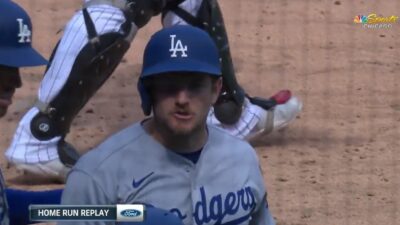 Max Muncy with a helmet on