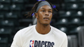 Myles Turner during warmups