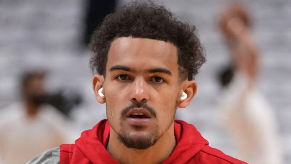 Trae Young warming up