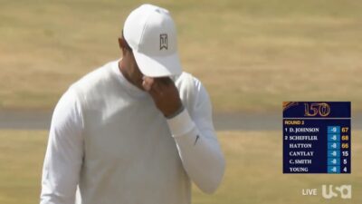 Tiger Woods cries at the British Open