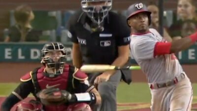 Victor Robles admires a home run