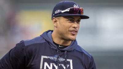 Giancarlo Stanton in warmups