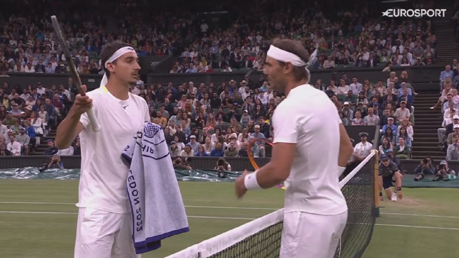 Rafael Nadal has words with Lorenzo Sonego at Wimbledon