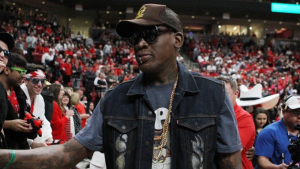 Dennis Rodman at a college basketball game