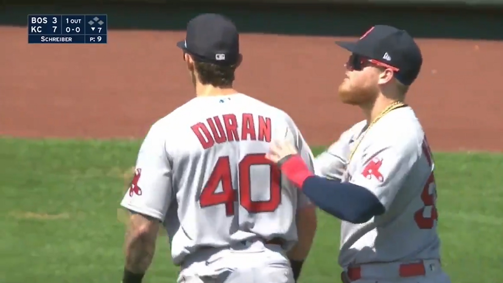 Red Sox CF Jarren Duran was restrained during 7th-inning meltdown