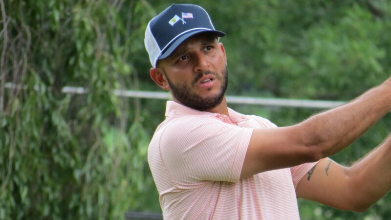 Mark Costanza watching his shot.