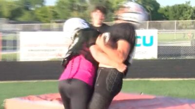 A mom tackled her son