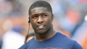 Roquan Smith with an earpiece in