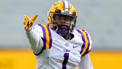 Kayshon Boutte celebrates a first down