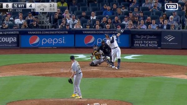 Aaron Judge hits a ball