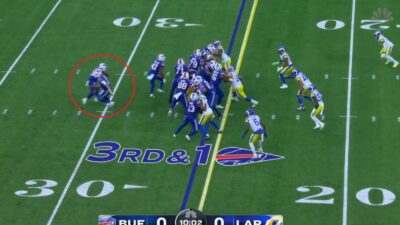 Josh Allen fakes a handoff