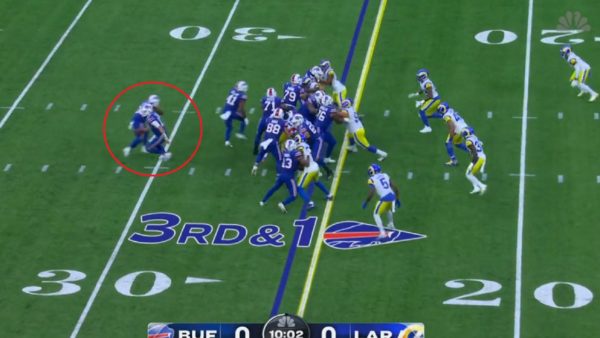 Josh Allen fakes a handoff