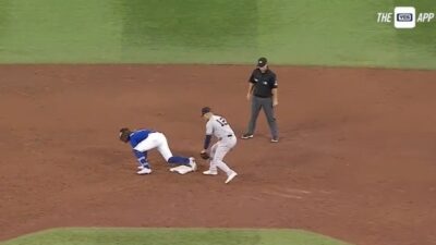 Bo Bichette on the base