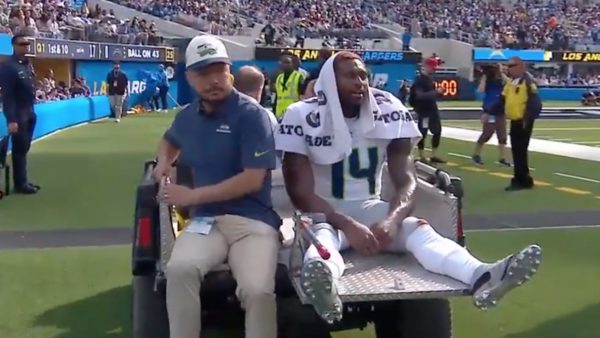 DK Metcalf gets carted off the field