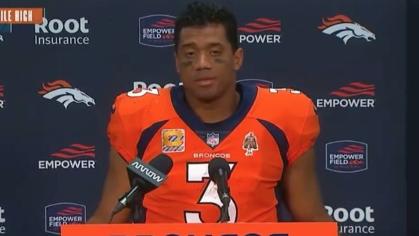 Russell Wilson at a press conference