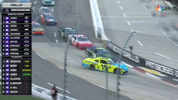 Ty Gibbs wrecks Brandon Jones on the final lap