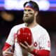 Bryce Harper holding a helmet