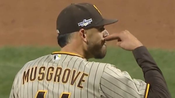 Joe Musgrove smells his finger