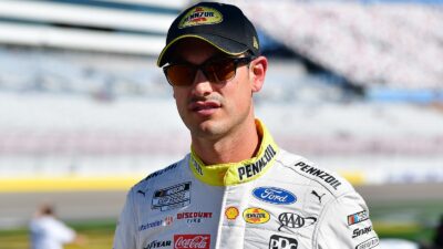 Joey Logano with sunglasses on