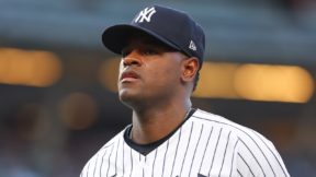 Luis Severino in a Yankees hat