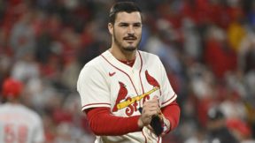 Nolan Arenado on the field in a Cardinals uniform