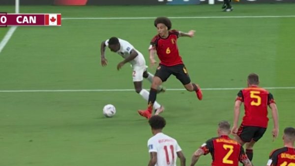 Belgium commits a foul against Canada