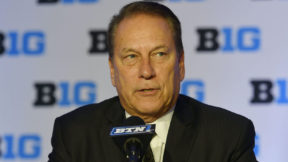 Tom Izzo at a press conference