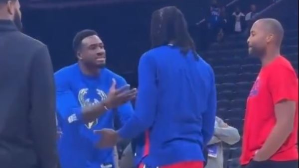 Montrezl Harrell and Thanasis Antetokounmpo arguing