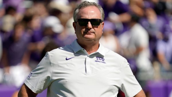 TCU head coach Sonny Dykes in sunglasses