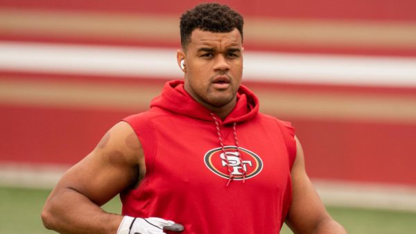 49ers DE Arik Armstead during pregame warmups