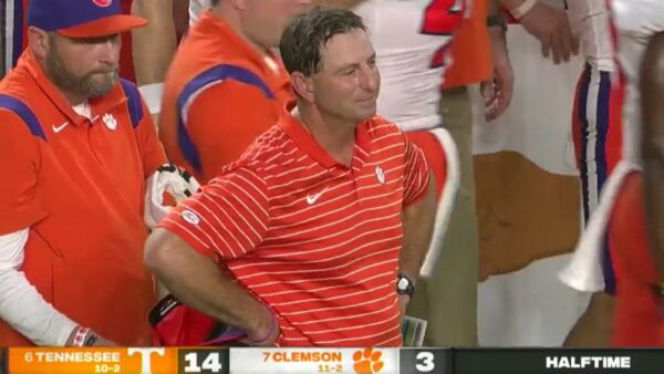 Dabo Swinney with hands on his hips
