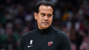 Erik Spoelstra looking on