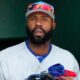 Jason Heyward looking on