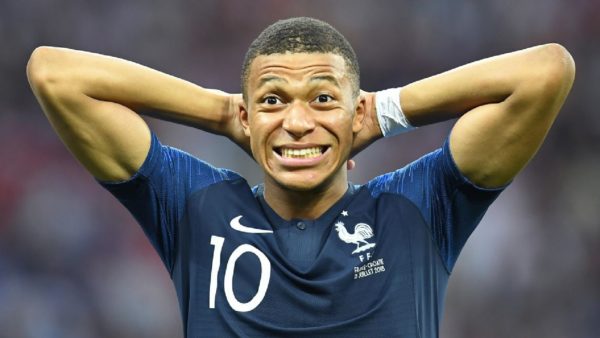 Kylian Mbappe reacting