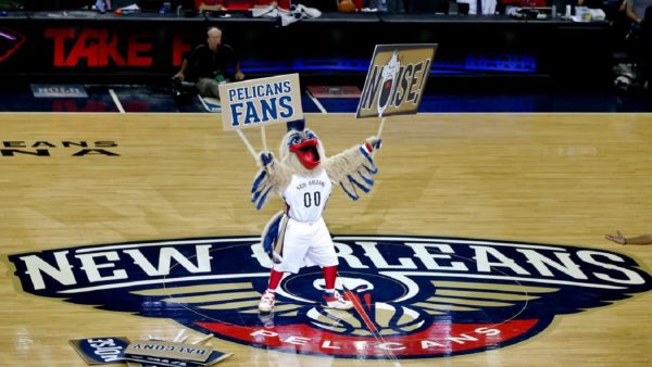 Pierre the Pelican at center court