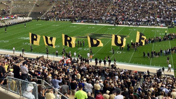 Purdue flags on the field