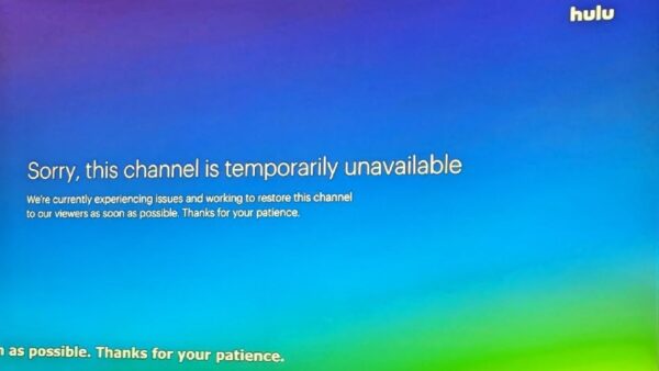 Hulu displaying an error message